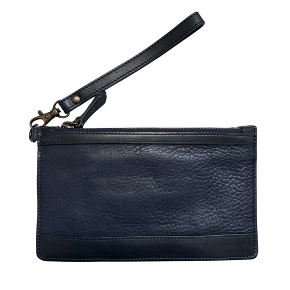 LL bean dark blue signature wristlet clutch bag leather vintage y2k - Picture 1 of 6